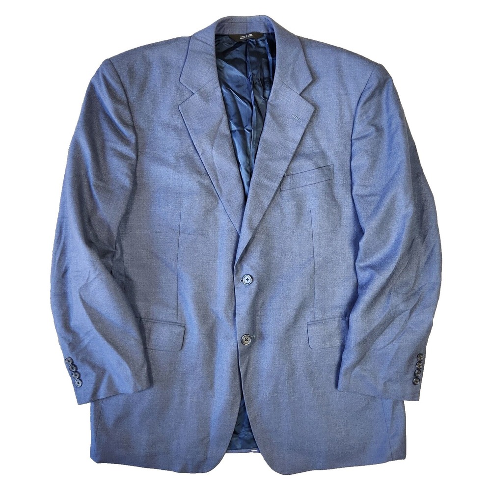 Stafford Blazer Jacket Mens 44R Blue Linen Blend Career Wear‎ Business Church